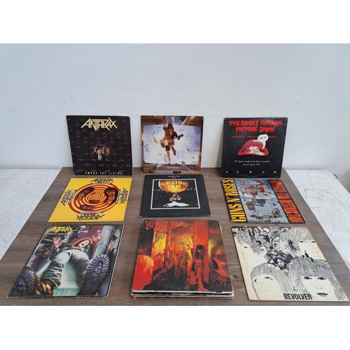 549 - A collection of LP vinyl records to include Deep Purple, Pink Floyd, Sex Pistols, Manowar, Megadeth,... 