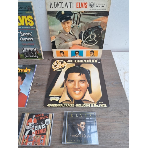 564 - A collection of Elvis Presley memorabilia to include badges, fan club membership pass, coaster, unch... 