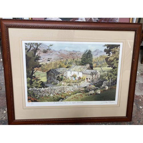 209 - A collection of framed prints to include two Judy Boyes pencil signed limited edition prints etc.