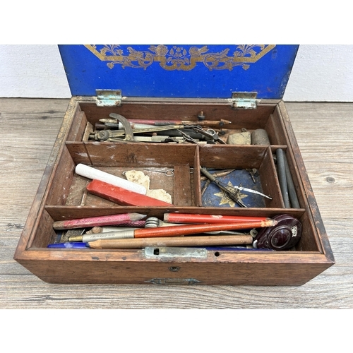 460 - A Victorian Winsor & Newton mahogany artist's box with contents - approx. 8cm high x 23cm wide x 18c... 