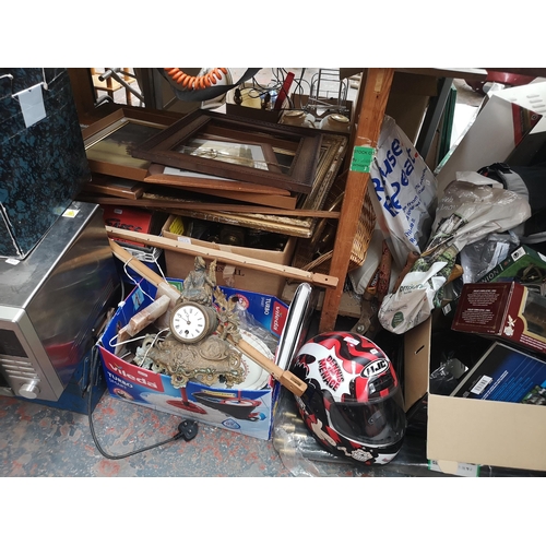 837 - A very large collection of house clearance items to include Metamec onyx and bakelite electric clock... 