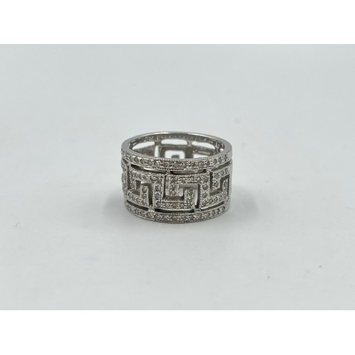 2095 - A 9ct white gold diamond pave ring, size M½ - approx. gross weight 6.5g