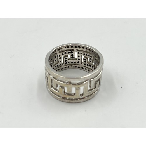 2095 - A 9ct white gold diamond pave ring, size M½ - approx. gross weight 6.5g