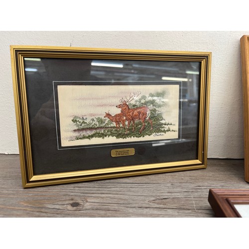 223A - Six framed J & J. Cash woven silk pictures