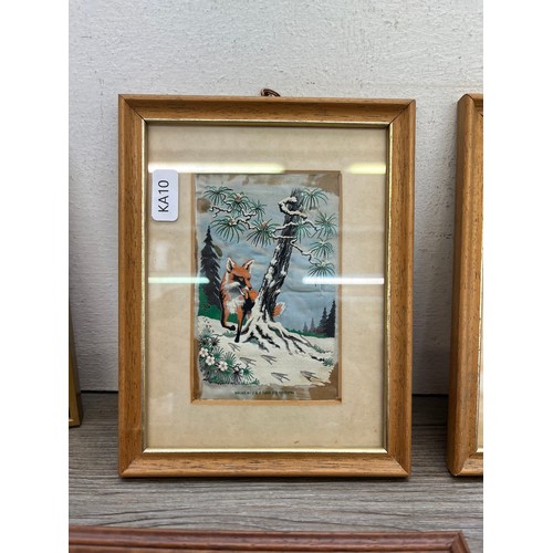 223A - Six framed J & J. Cash woven silk pictures