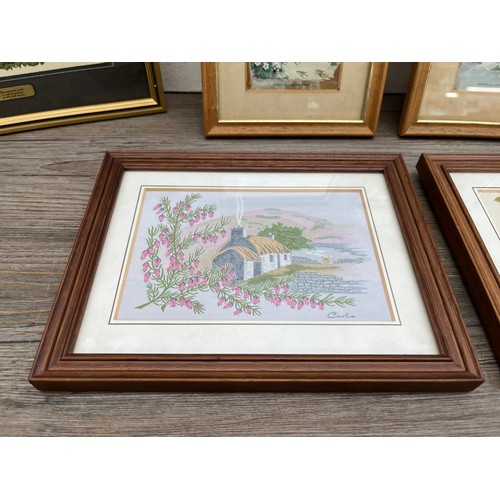 223A - Six framed J & J. Cash woven silk pictures