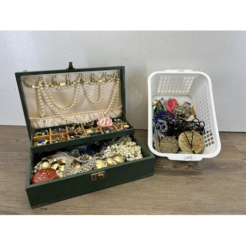 442 - Two boxes containing vintage costume jewellery