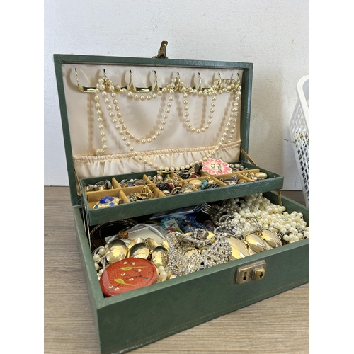 442 - Two boxes containing vintage costume jewellery