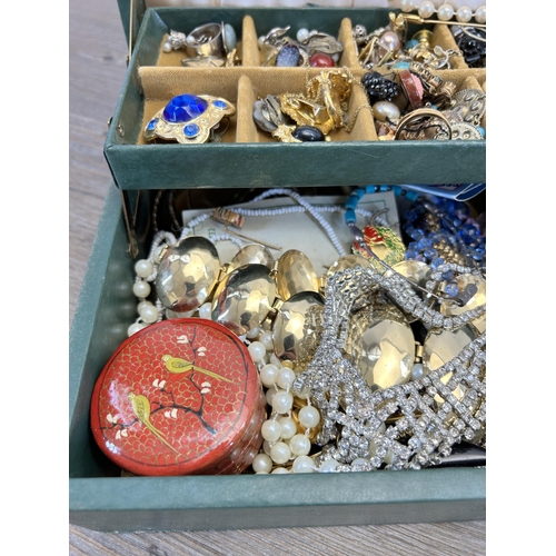 442 - Two boxes containing vintage costume jewellery