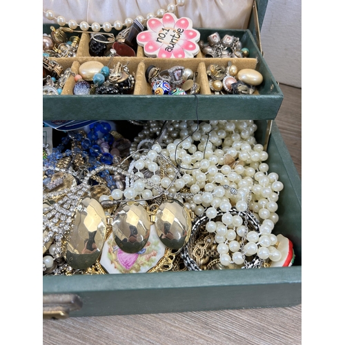 442 - Two boxes containing vintage costume jewellery