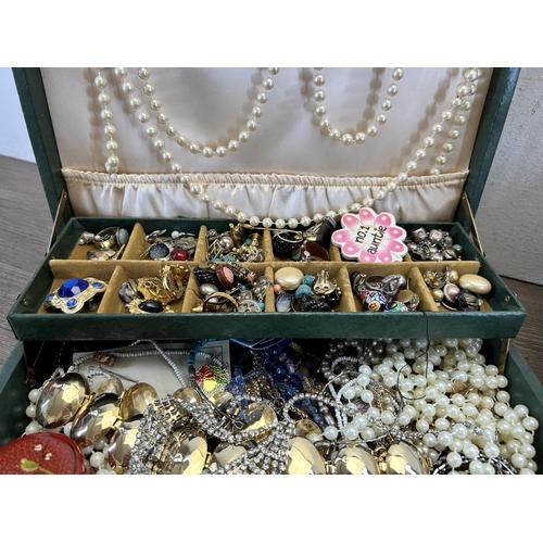 442 - Two boxes containing vintage costume jewellery