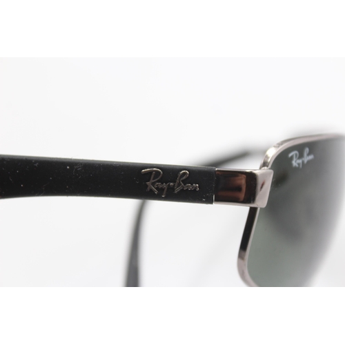 2428 - A pair of Ray-Ban black and chrome sunglasses with case