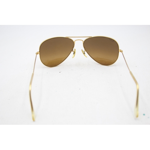 2440 - A pair of cased Bausch & Lomb Ray-Ban Aviator gold tone sunglasses