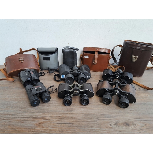 599 - A collection of binoculars to include RSPB 8 x 40 field 8.2, Prakpica Sport 12 x 25 RC etc.