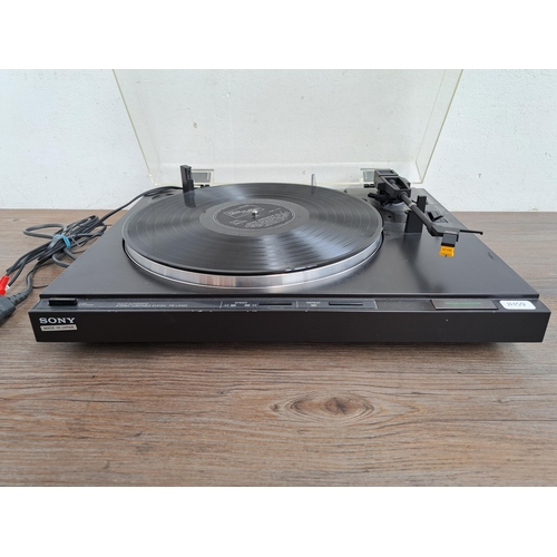 620 - Two Sony items, one PS-LX 320 fully automatic stereo turntable system and one RDR-HXD 890 DVD record... 