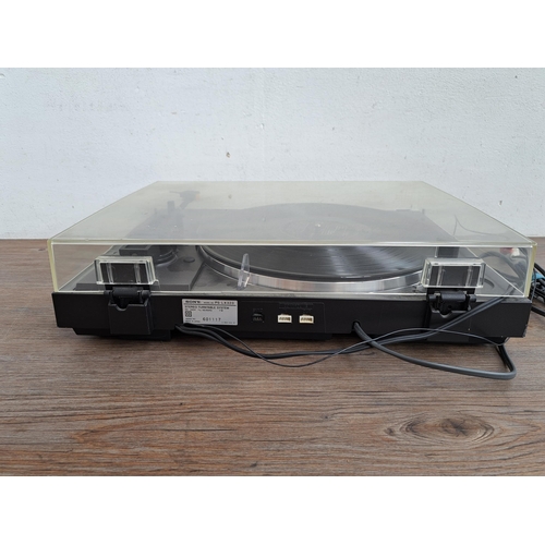 620 - Two Sony items, one PS-LX 320 fully automatic stereo turntable system and one RDR-HXD 890 DVD record... 