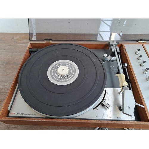 626 - A Lenco B55 turntable with Bush Arena Hi-Fi amplifier and tuner