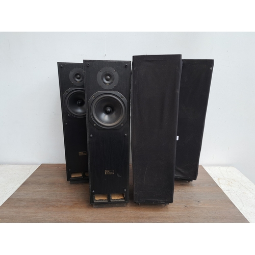 630 - A collection of audio related items to include two pairs of TDL Electronics speakers and one Grundig... 