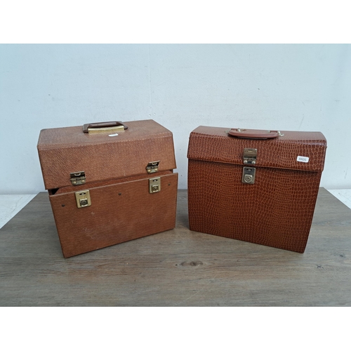 649 - Two faux snakeskin boxes containing records to include The Smiths, UB40, Paul Simon etc.