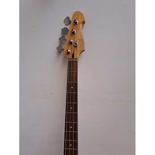 654 - Three items, one Cruiser by Crafter precision style bass guitar, one cased Mahalo yellow smiley face... 