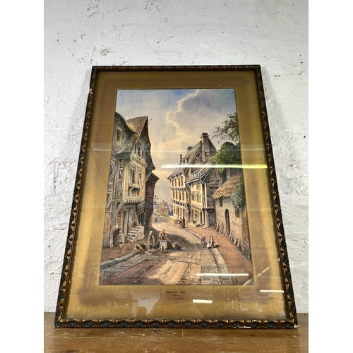 267 - A late 19th century gilt framed C. J. Keats R.B.A 'Dinan 1885' watercolour - approx. 66cm high x 48c... 