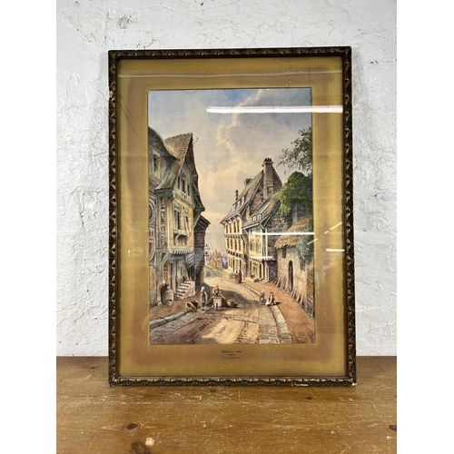 267 - A late 19th century gilt framed C. J. Keats R.B.A 'Dinan 1885' watercolour - approx. 66cm high x 48c... 