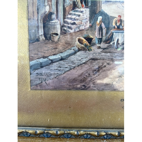 267 - A late 19th century gilt framed C. J. Keats R.B.A 'Dinan 1885' watercolour - approx. 66cm high x 48c... 