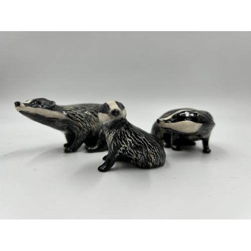 294 - Three Beswick badger figurines