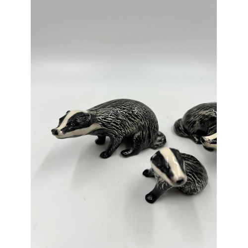 294 - Three Beswick badger figurines