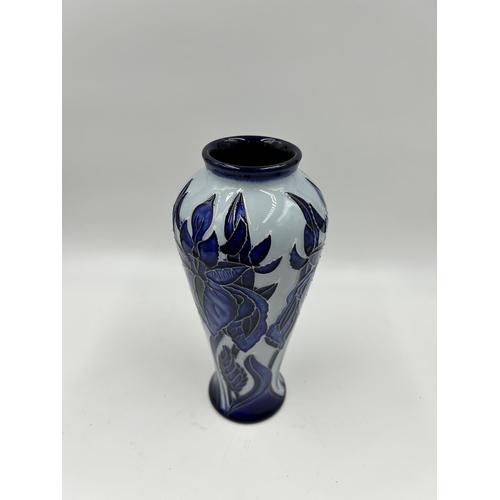 318 - A Moorcroft blue floral pattern vase - approx. 20cm high