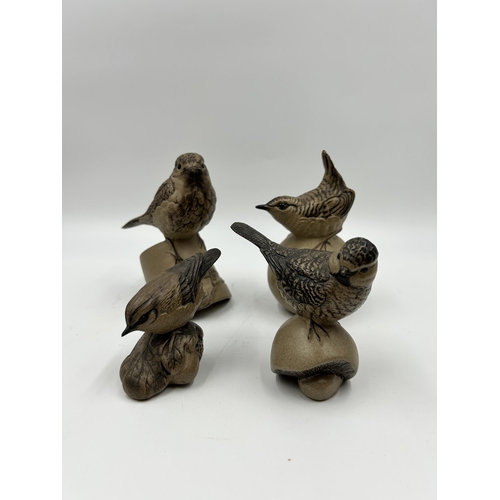 340 - Four Poole Pottery stoneware bird figurines - largest approx. 12cm high