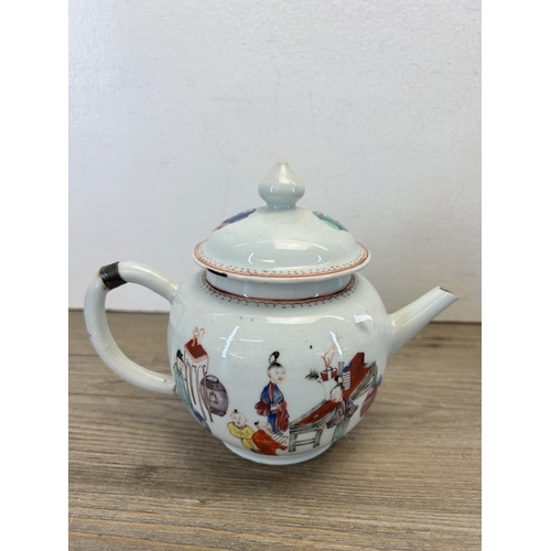 350 - Four 18th century and later Chinese porcelain teapots to include Famille Verte etc.