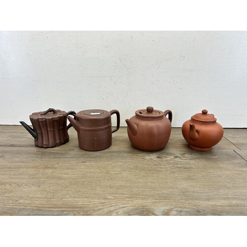 351 - Four Chinese Yixing clay teapots