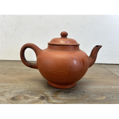 351 - Four Chinese Yixing clay teapots