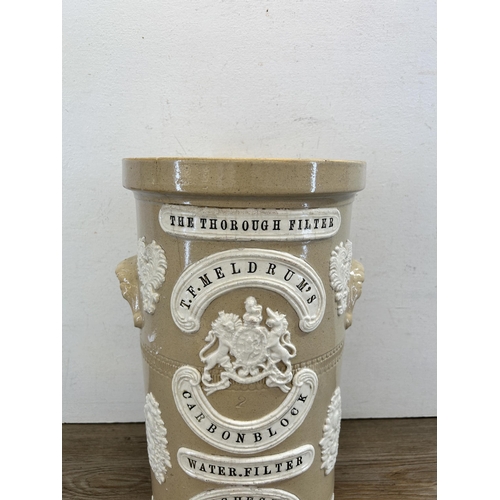 354 - A late 19th/early 20th century T.F. Melbrum's Carbon Block stoneware water filter - approx. 40cm hig... 