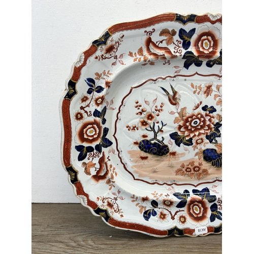 360 - A 19th century ironstone meat plate - approx. 52cm wide x 42cm deep