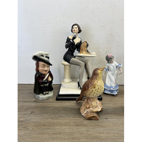 361 - Nine ceramic figurines to include two Beswick birds, two Italian with artist's signature to base, Ro... 