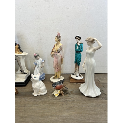 361 - Nine ceramic figurines to include two Beswick birds, two Italian with artist's signature to base, Ro... 