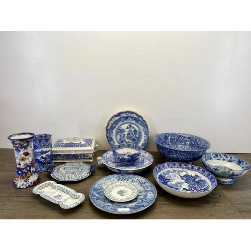 369 - A collection of 19th century and later china to include Copeland Late Spode dish, Alexandria Rd No. ... 