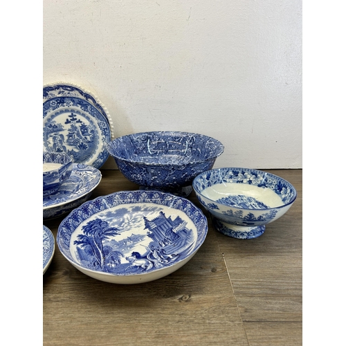 369 - A collection of 19th century and later china to include Copeland Late Spode dish, Alexandria Rd No. ... 