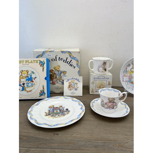 379 - A collection of Crownford Brand Queen's and Royal Albert Beatrix Potter ceramics