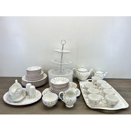 381 - A collection of Johnson Brothers Summer Chintz bone china to include three tier cake stand, teapot e... 