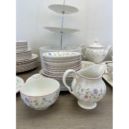 381 - A collection of Johnson Brothers Summer Chintz bone china to include three tier cake stand, teapot e... 