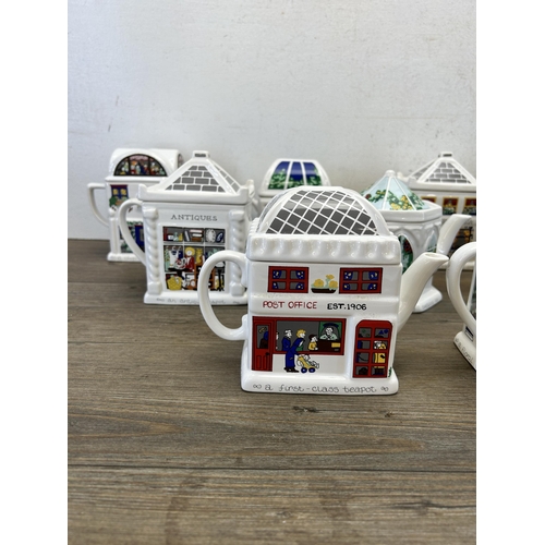 394 - Nine Wade English Life ceramic teapots