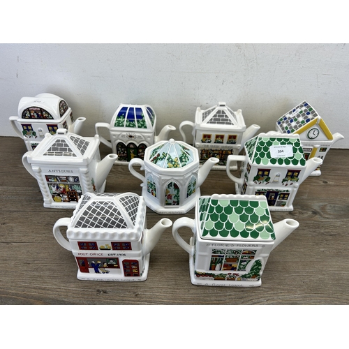 394 - Nine Wade English Life ceramic teapots