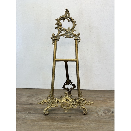 414 - A Rococo style gilt metal easel - approx. 54cm high x 27cm wide