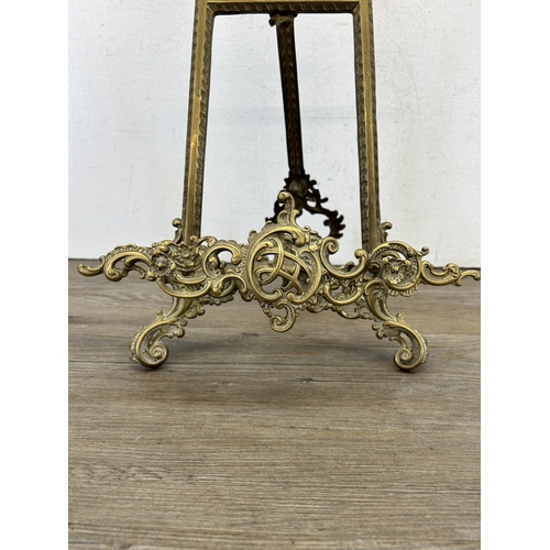 414 - A Rococo style gilt metal easel - approx. 54cm high x 27cm wide