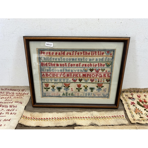 494 - Seven 19th century samplers