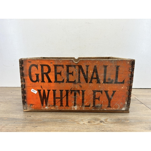 510 - An early/mid 20th century Supperwood Products Ltd Burscough Greenhall Whitley advertising wooden shi... 