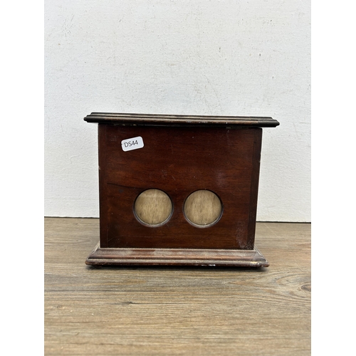 516 - An early 20th century G. Marconi Marconiphone mahogany wireless telegraph case with later added stor... 